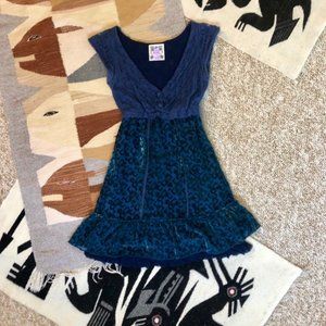Free People Crochet & Velvet Mini Dress